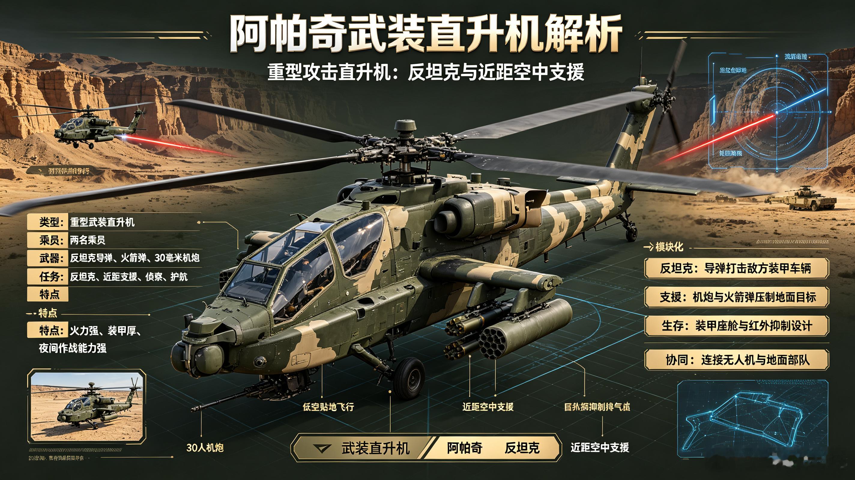 每天认识一件兵器——AH-64“阿帕奇”武装直升机今天聊聊全球武装直升机领域的“