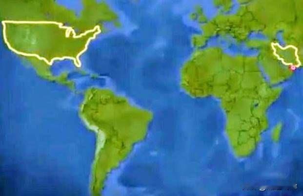 突发新闻：伊朗外长阿巴斯·阿拉奇称：

西半球用黄色标出的区域是美国。

几大洋