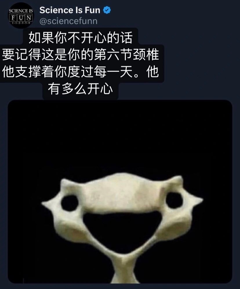 如果你不开心 就想想你的第六节颈椎 ​​​