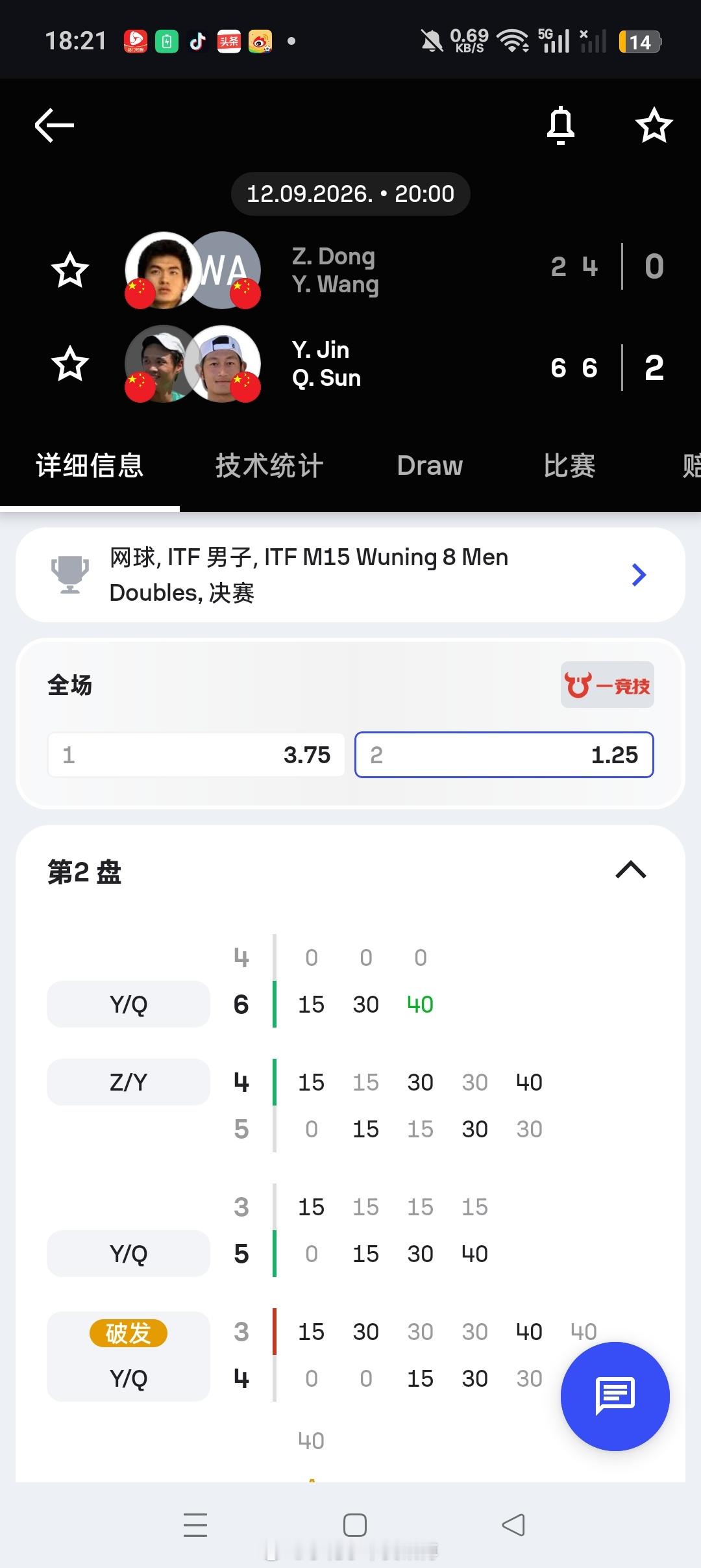 小花小草资讯[超话] 【🏆🇨🇳武宁M15】男双决赛🇨🇳金雨全/🇨🇳