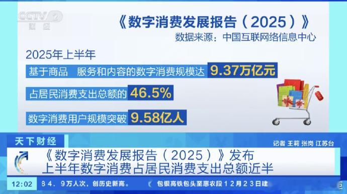 我国数字消费用户规模超9.5亿人中国互联网络信息中心近日发布的《数字消费发展报告
