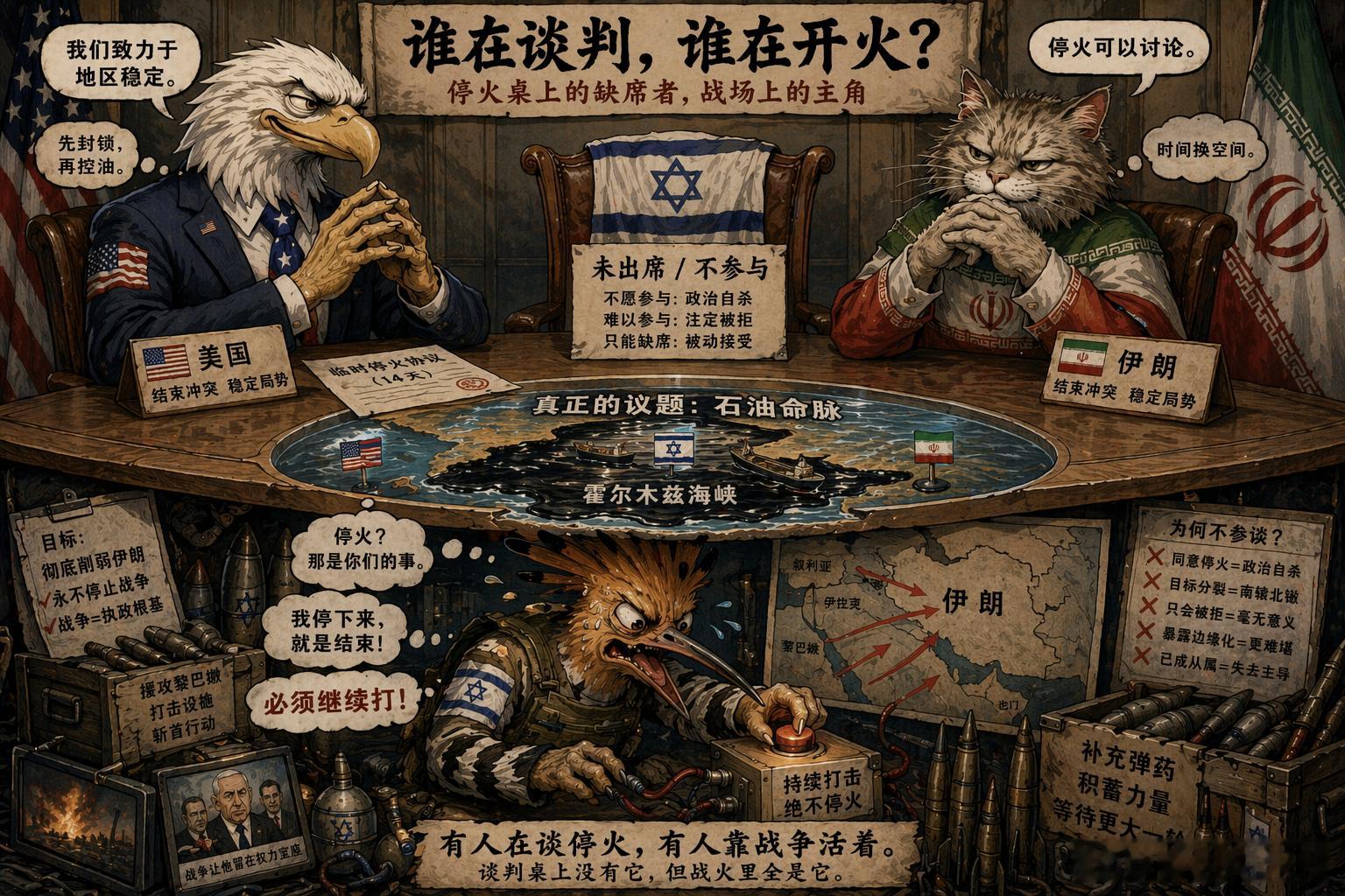 中东局势再燃战火🔥美国撑腰、以色列动手、伊朗反击，新一轮博弈开启，三方拉扯不停