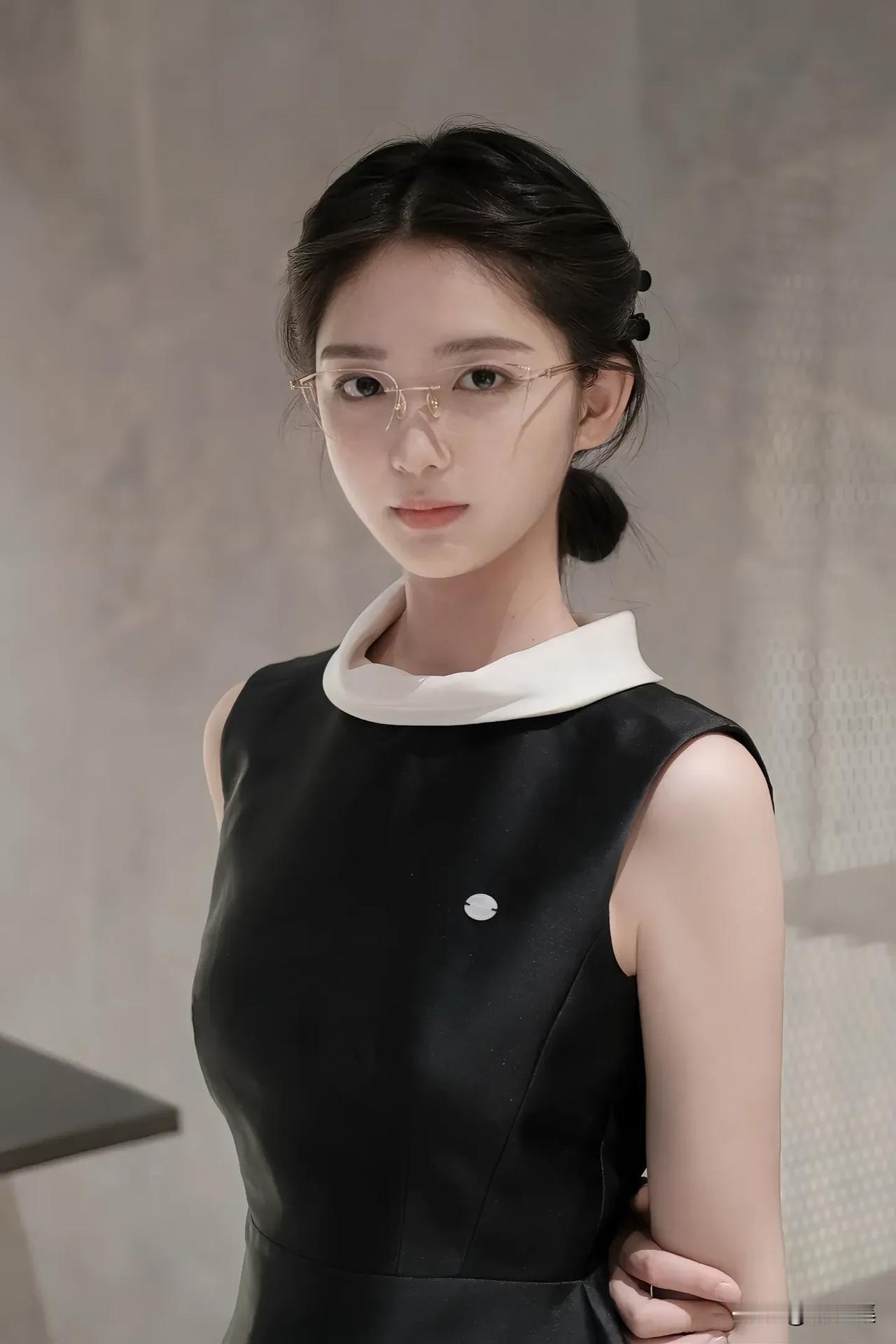 优雅黑裙搭配白衬衫，简约而不失时尚感。