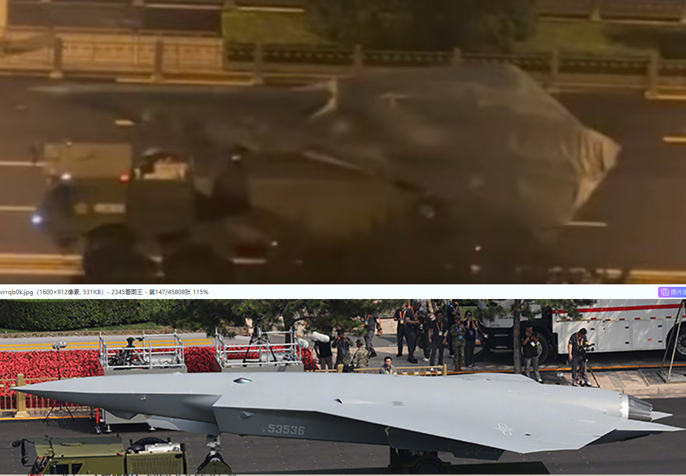 阅兵演练来了，正式阅兵时却撤下的另一款无人制空作战飞机 [酷]它的特点是钻石翼、