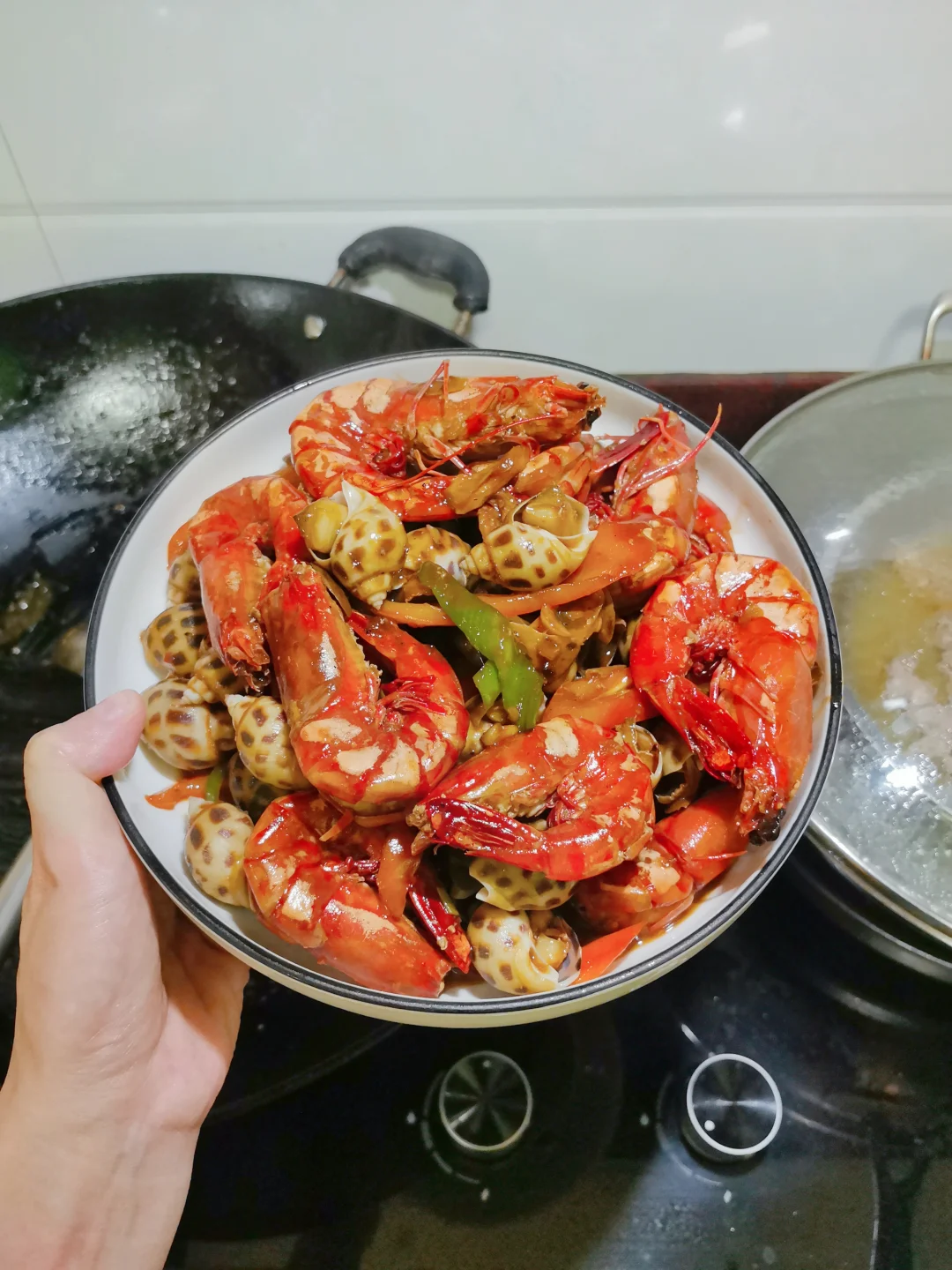 黑胡椒花螺虾，好吃到原地转圈！