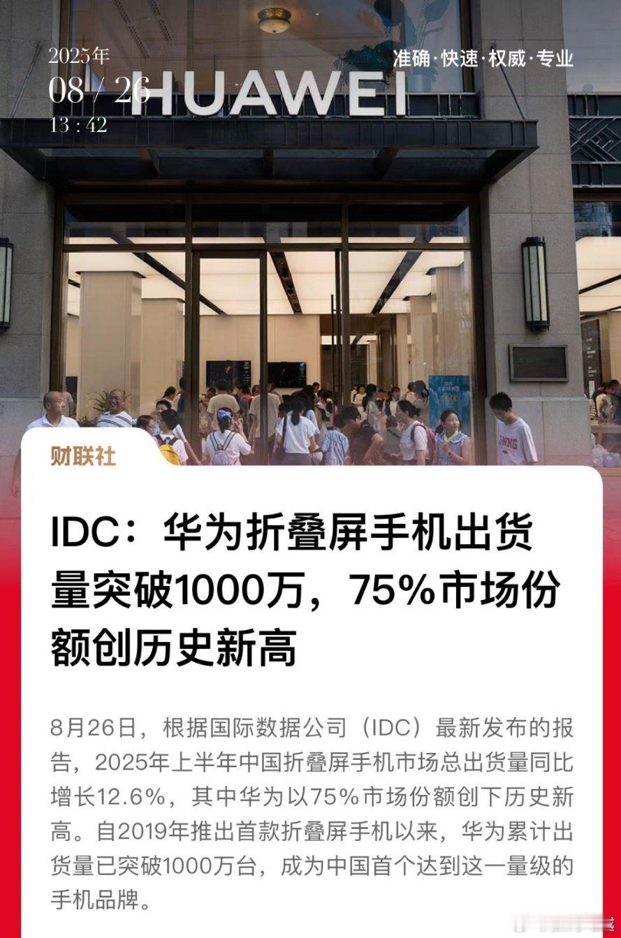 华为折叠机出货破千万在直接评领域还是得华为呀！确实很强，卖出去10台折叠机里有7