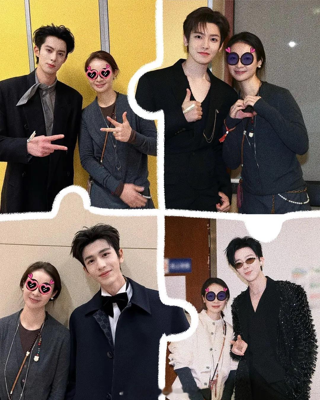 王鹤棣、侯明昊、张凌赫、刘宇宁与同一人的后台合照，都蛮帅的[拳头] ​​​