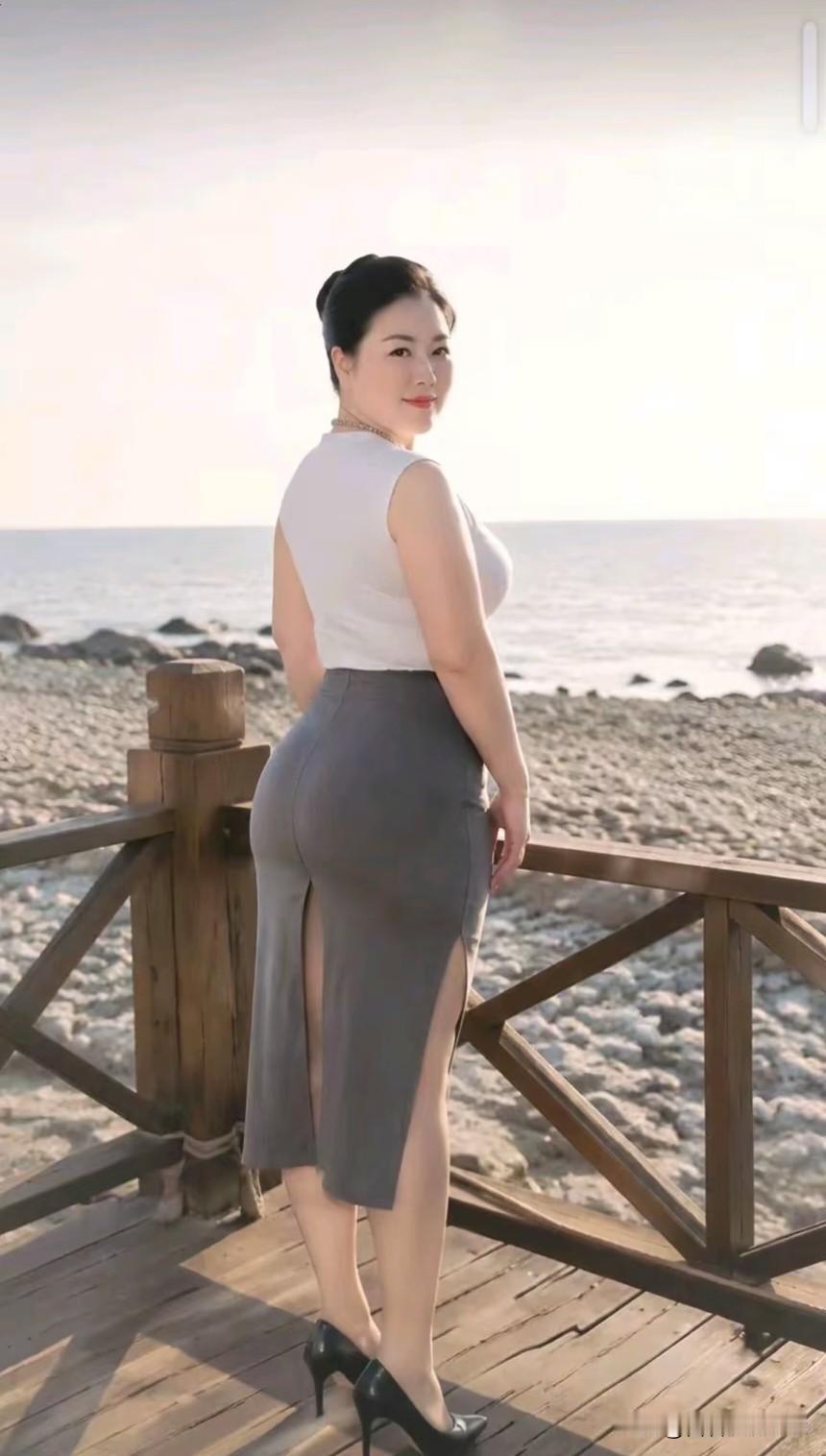 五律·海隅
 
远海浮清霭，凭栏立素妆。
云光凝鬓发，霞色润容光。
静意随潮远，