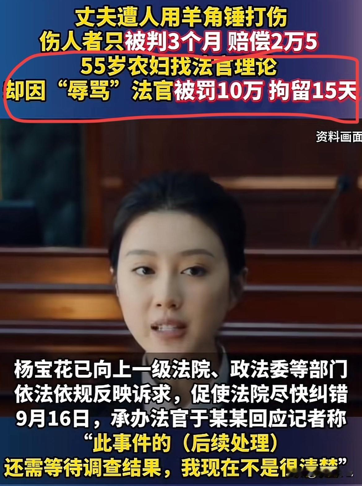 丈夫被锤伤，伤人者仅判3个月，农妇理论却被罚10万拘15天：这公平吗？

山东临
