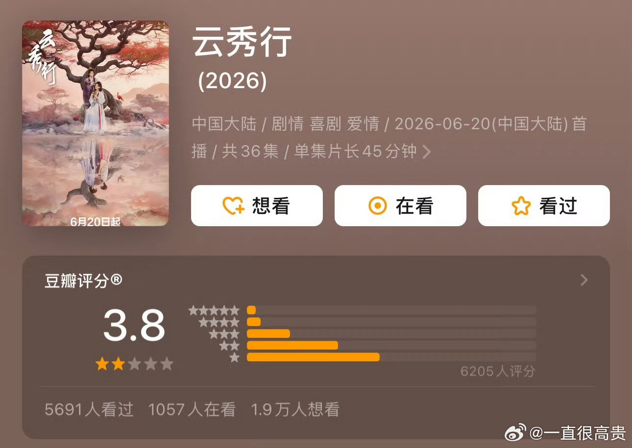 李一桐曾舜晞邓为云秀行豆瓣开分3.8，高了低了？ 