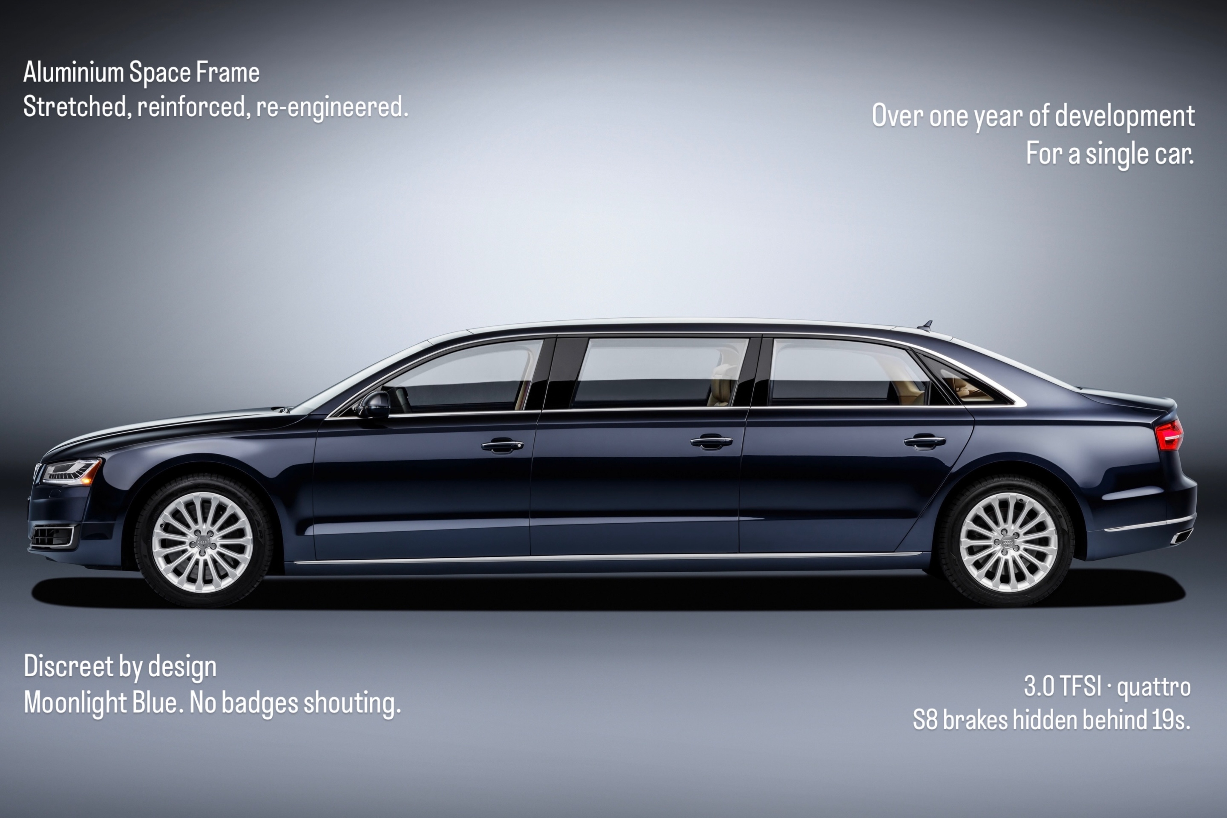 这台奥迪A8你见过吗？车长6.36米。 