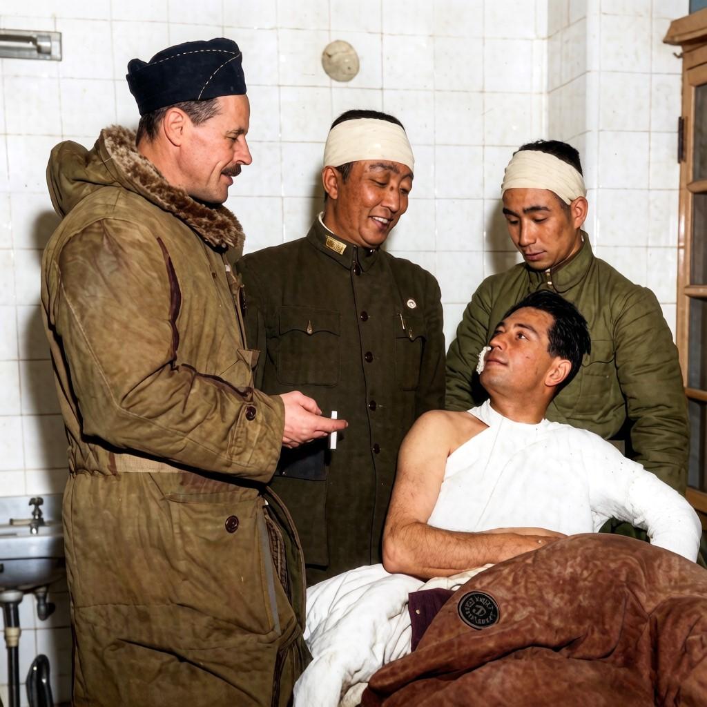 1946年1月底，北平协和医院内，几名伤者在病房内的合影。
 
1946年1月1