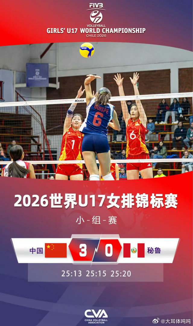 中国女排晋级U17女排世锦赛16强中国U17女排以一场3比0结束小组赛，三局比分