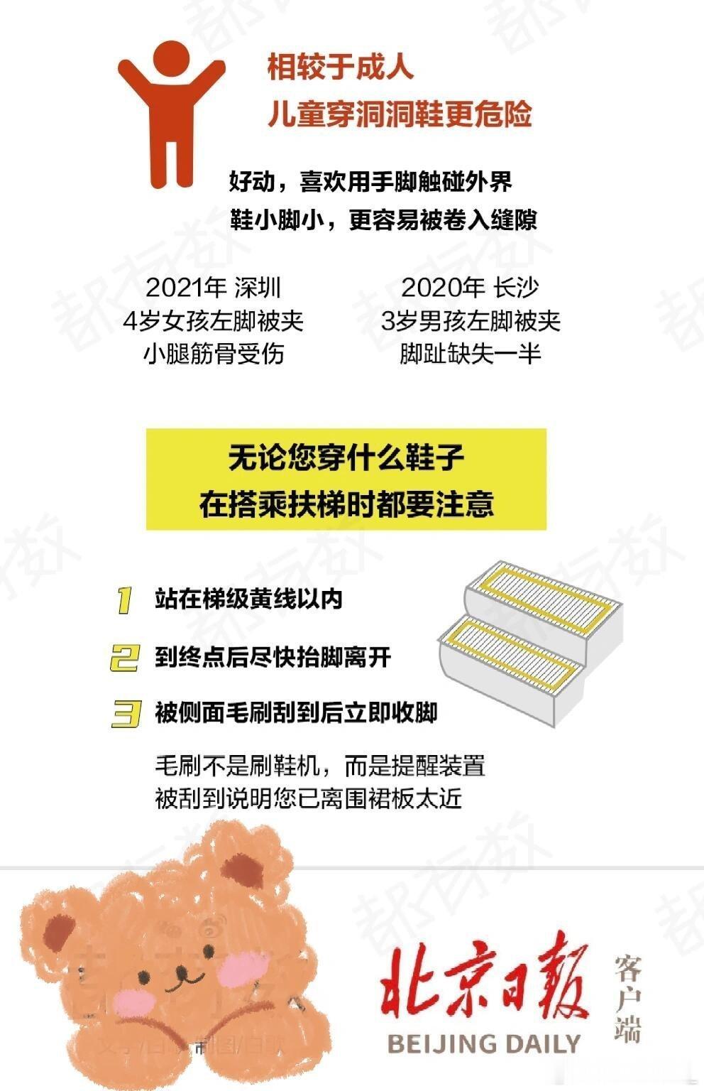 穿洞洞鞋记得坐垂直电梯穿洞洞鞋不能坐扶梯真的很危险啊，安全第一！一个爱穿洞洞鞋的