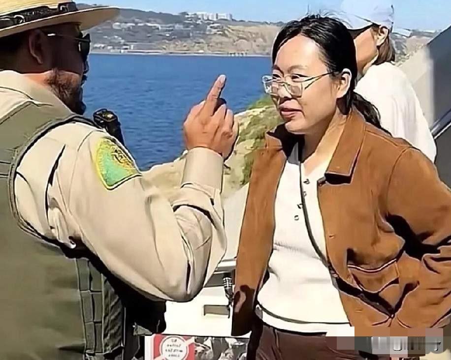 圣地亚哥海滩上，一家中国籍游客在海滩上玩耍，其中两个孩子不断向栖息的海狮身上投掷