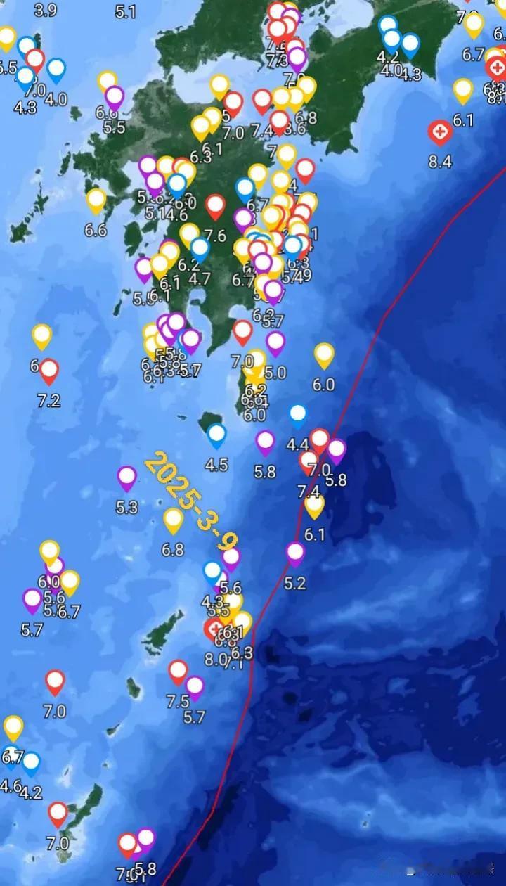 9日地震消息快讯，02时54分在东经130.35，北纬28.7的琉球群岛海域发生