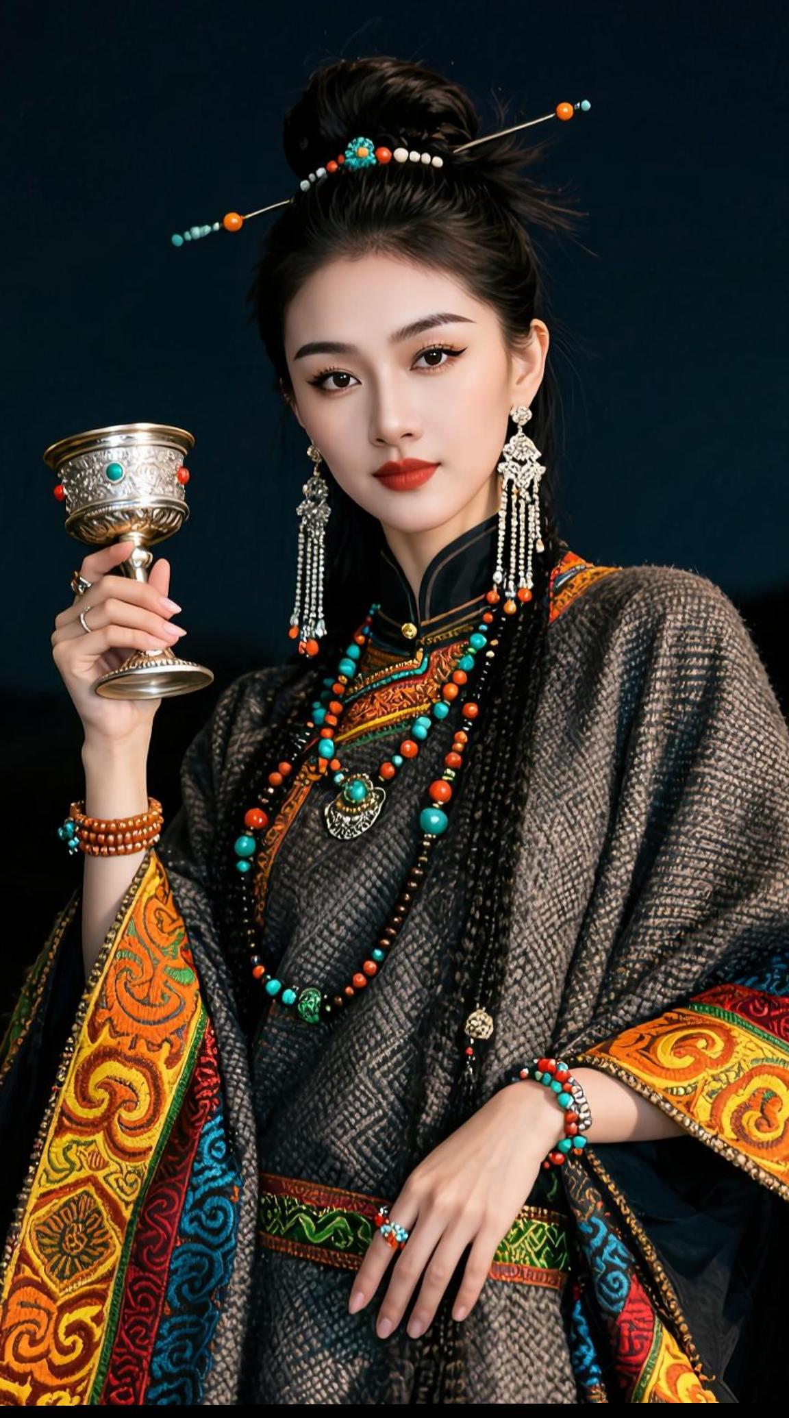  藏地氛围感颜值✨
一身藏袍，把东方美学穿进骨子里。