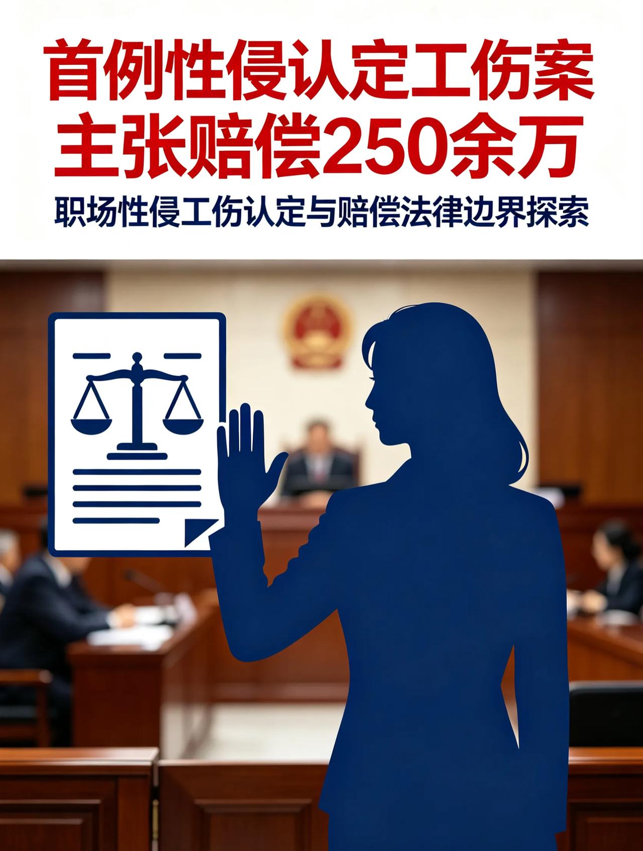 首例性侵认定工伤案主张赔偿250余万，职场维权迈出历史性一步！
 
全国首例职场