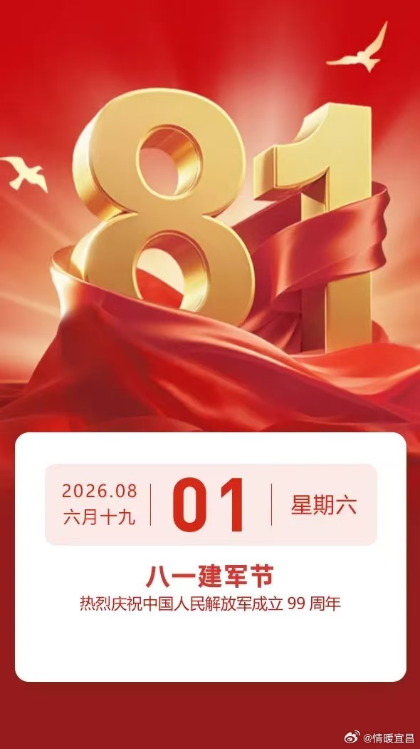 早安你已连续早安问候3310天，昨晚睡了7小时55分钟。八一建军节今天是八月第一