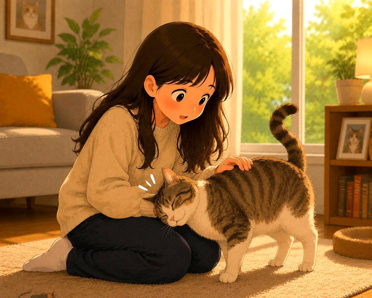 家里养猫的，先别急着把它推开。
当那团毛球突然冲来，用脑袋往你腿上一杵，不多半是