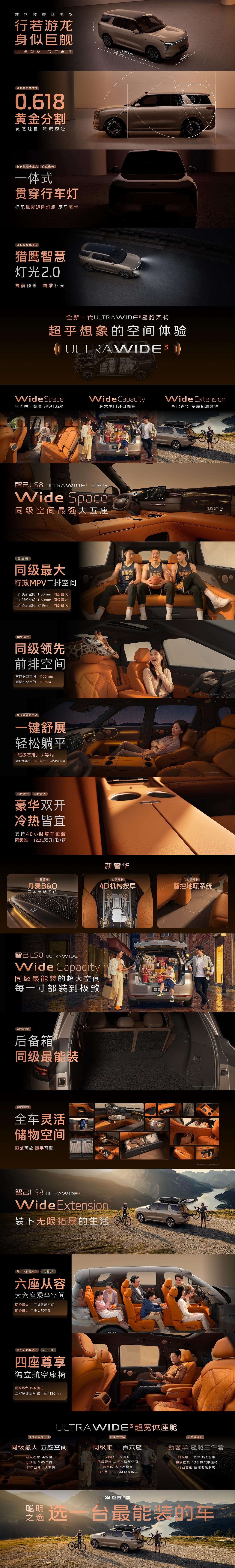 智己LS8，气场自带高光
行若游龙，身似巨舰
0.618的黄金车身比例
行业最长