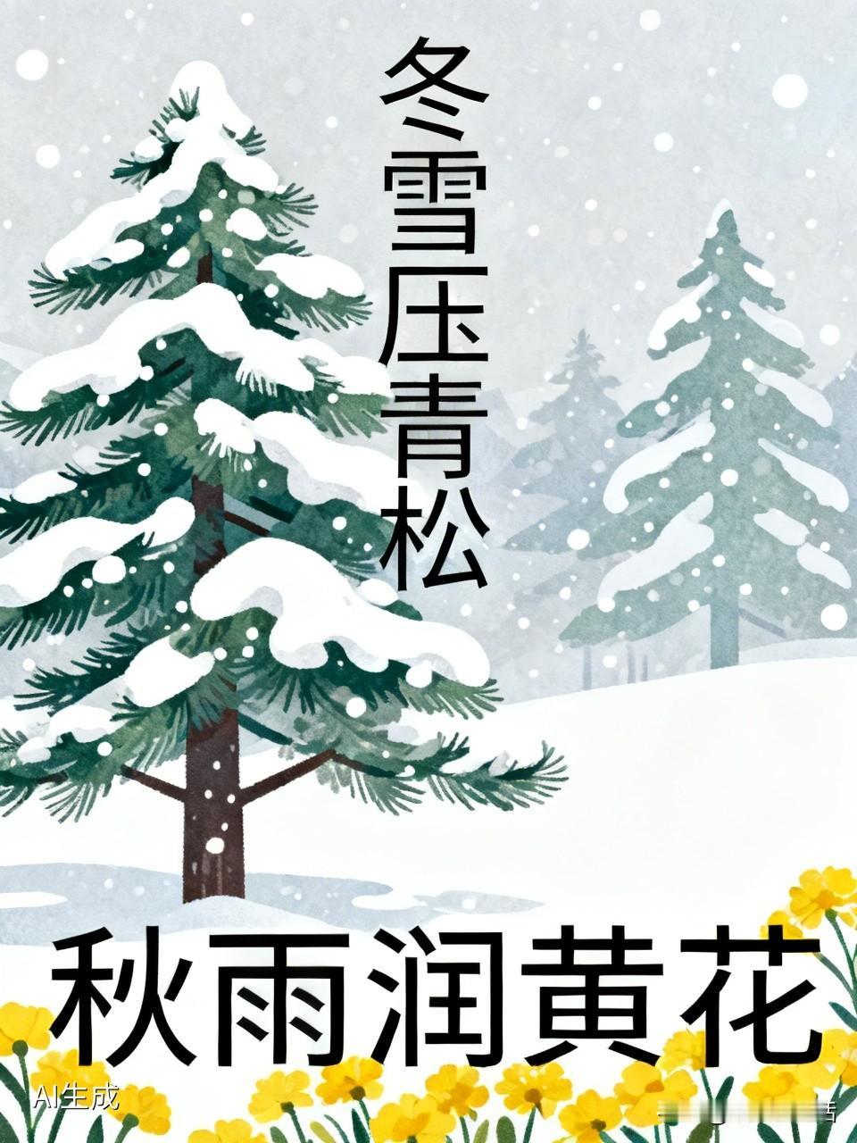 下联：秋雨润黄花。求上联？冬雪压青松！