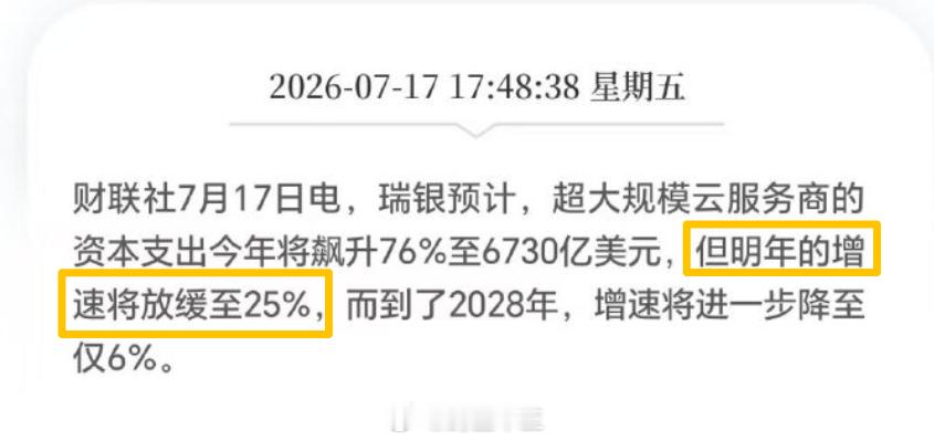 a股 现在股市在交易2027年预期！云计算厂商资本开支投入今年增速76%，明年2
