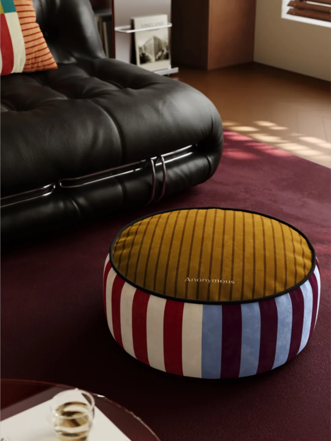 客厅新灵感🟤🟡中古拼色坐墩C位吸睛