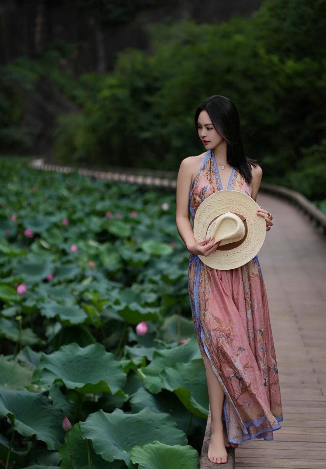 荷花与美女，简直是绝配！在荷花塘里拍写真的美女，那画面想想就美。
自古以来，荷花