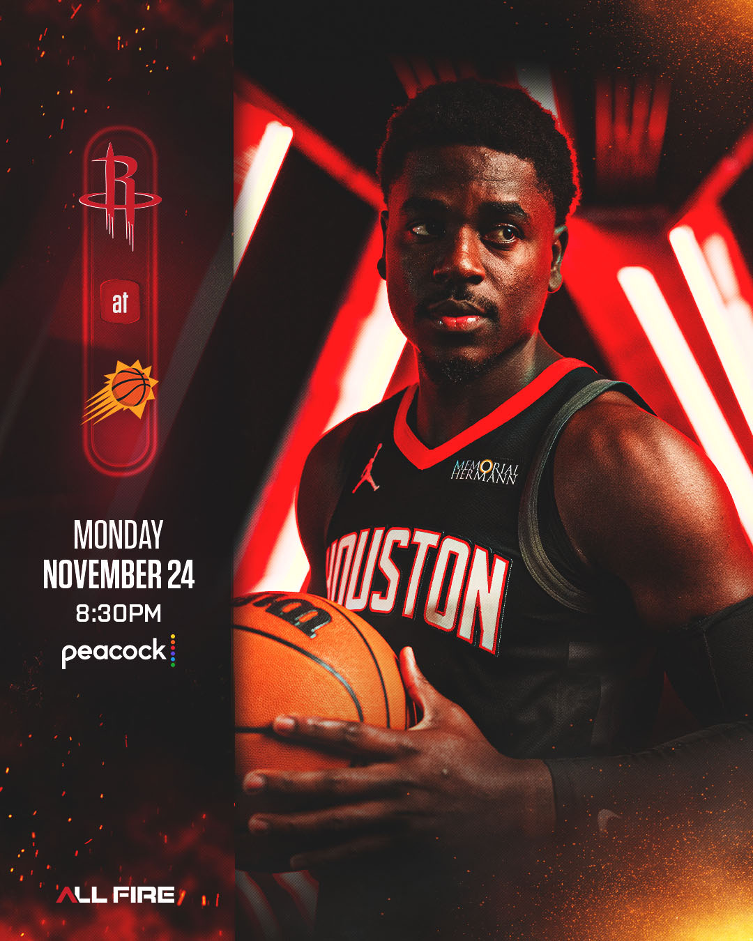 火箭vs太阳 首发：阿门、谢泼德、奥科吉、小贾、申京。