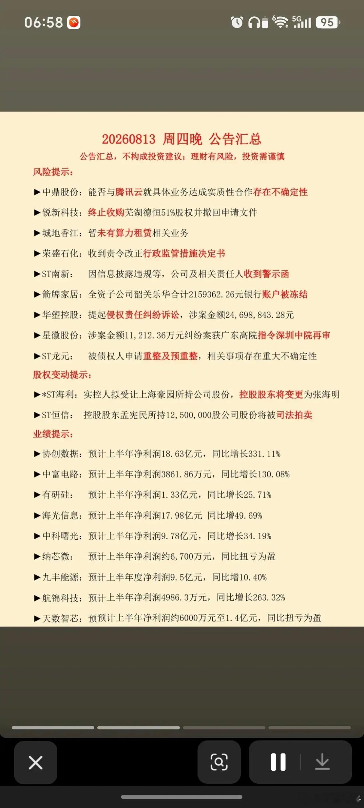 8.15周五  财经热点+上市公司公告汇总！1.长鑫科技：市值超过腾讯2.宇树科