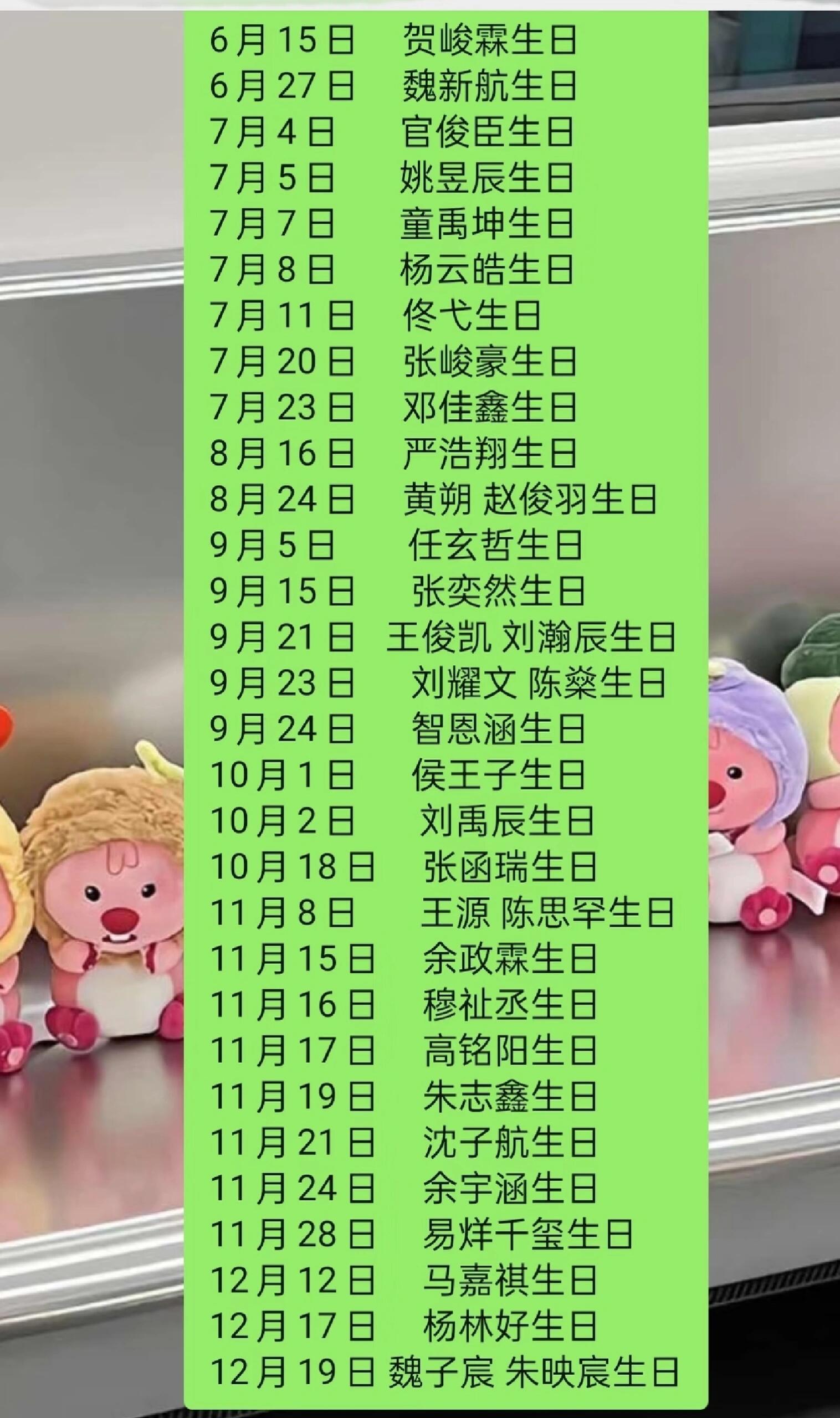 时代峰峻生日表 