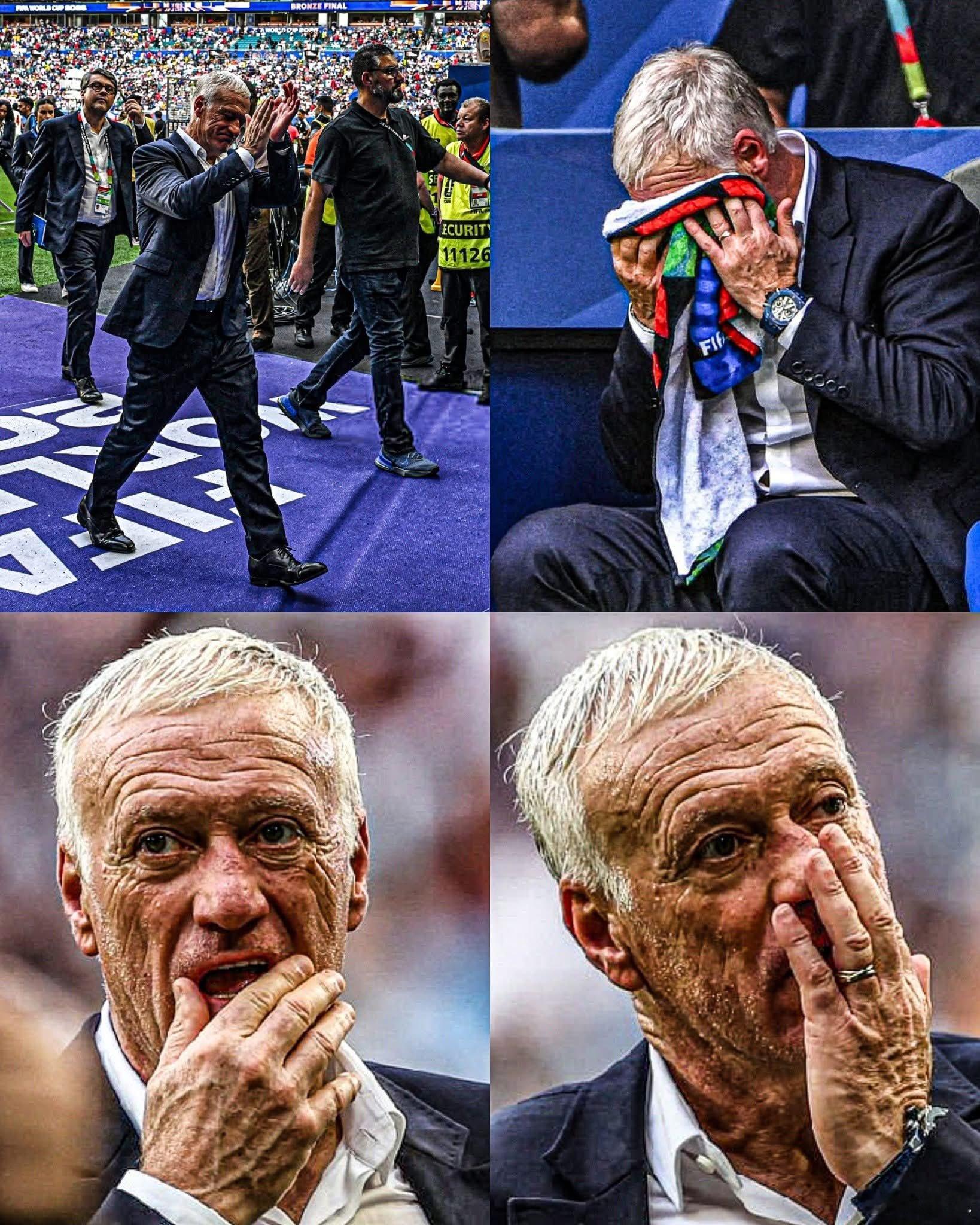卸任后的德尚泪流满面 迪迪埃的最后一场国家队执教以4:6结束。赛后，他突然感情中