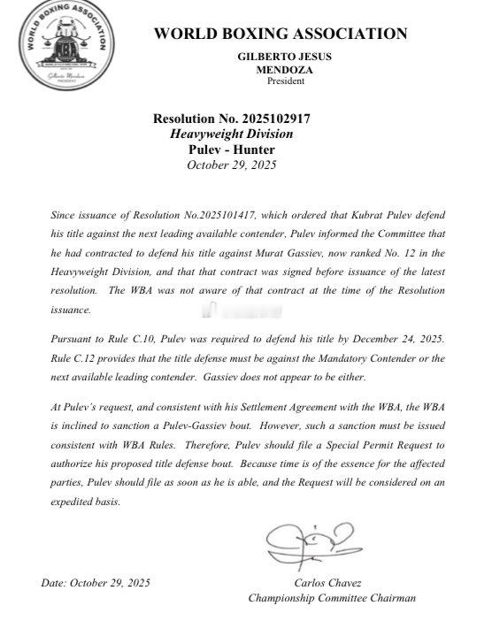 拳坛速递 已成定局。WBA最终将允许库布拉特·普列夫Kubrat Pulev选择