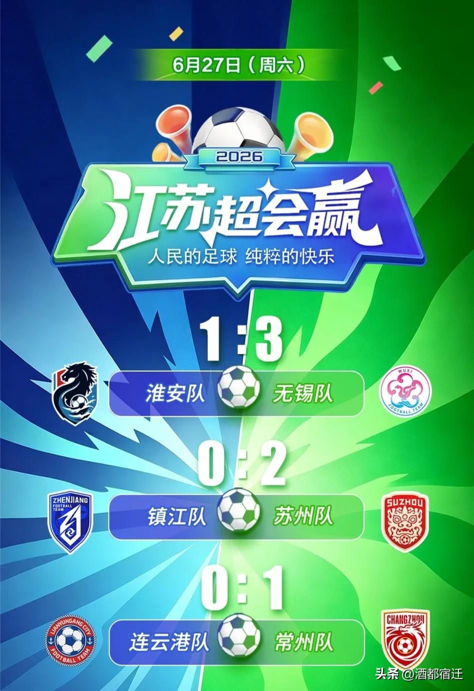 今晚苏超联赛的赛场，给所有苏南球迷送上了超大惊喜！本轮苏州、无锡、常州三支“太湖