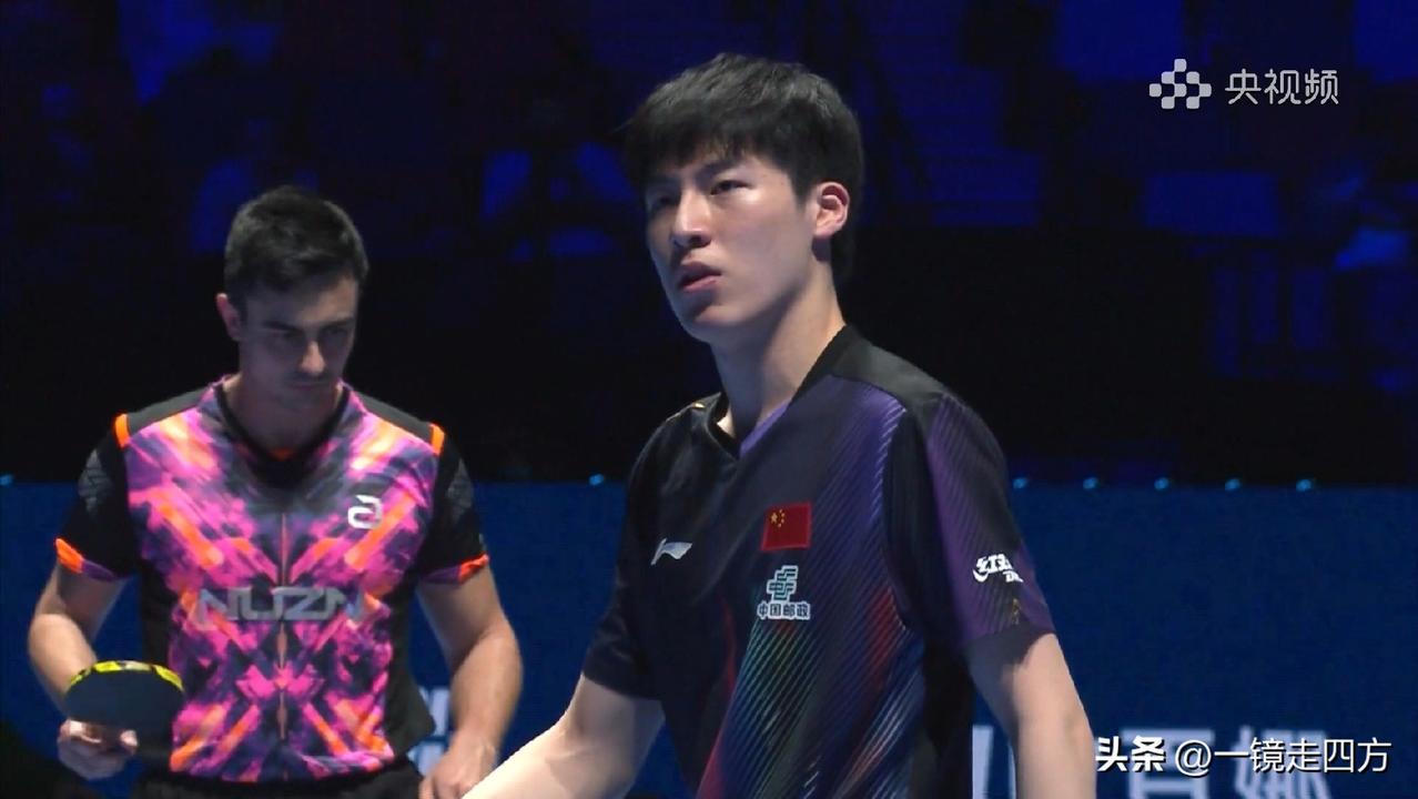 澳门乒乓球世界杯小组赛，最后一位出场的中国队球员温瑞博对阵阿尔及利亚的斯特凡·乌