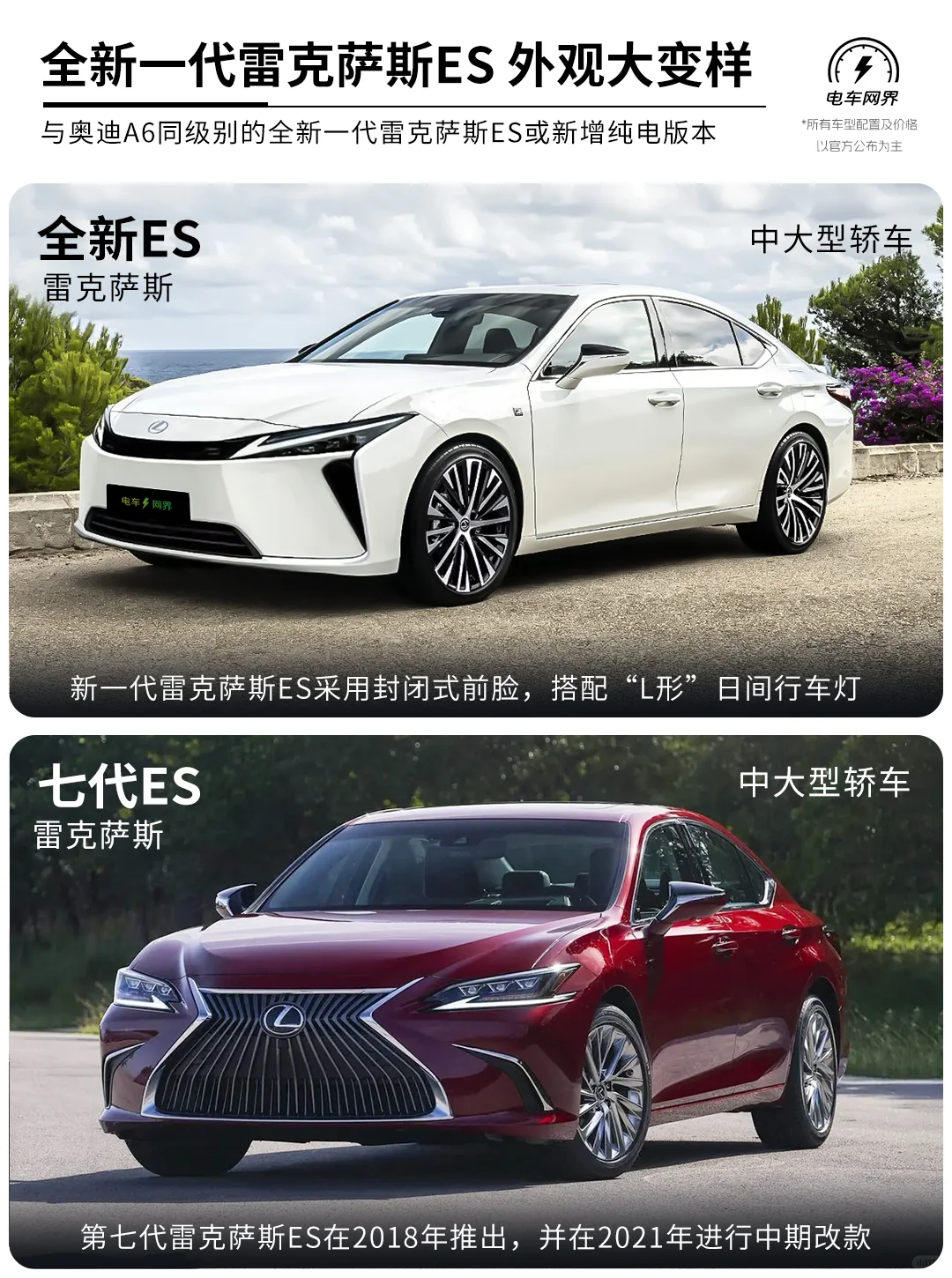 雷克萨斯全新一代es对比现款es