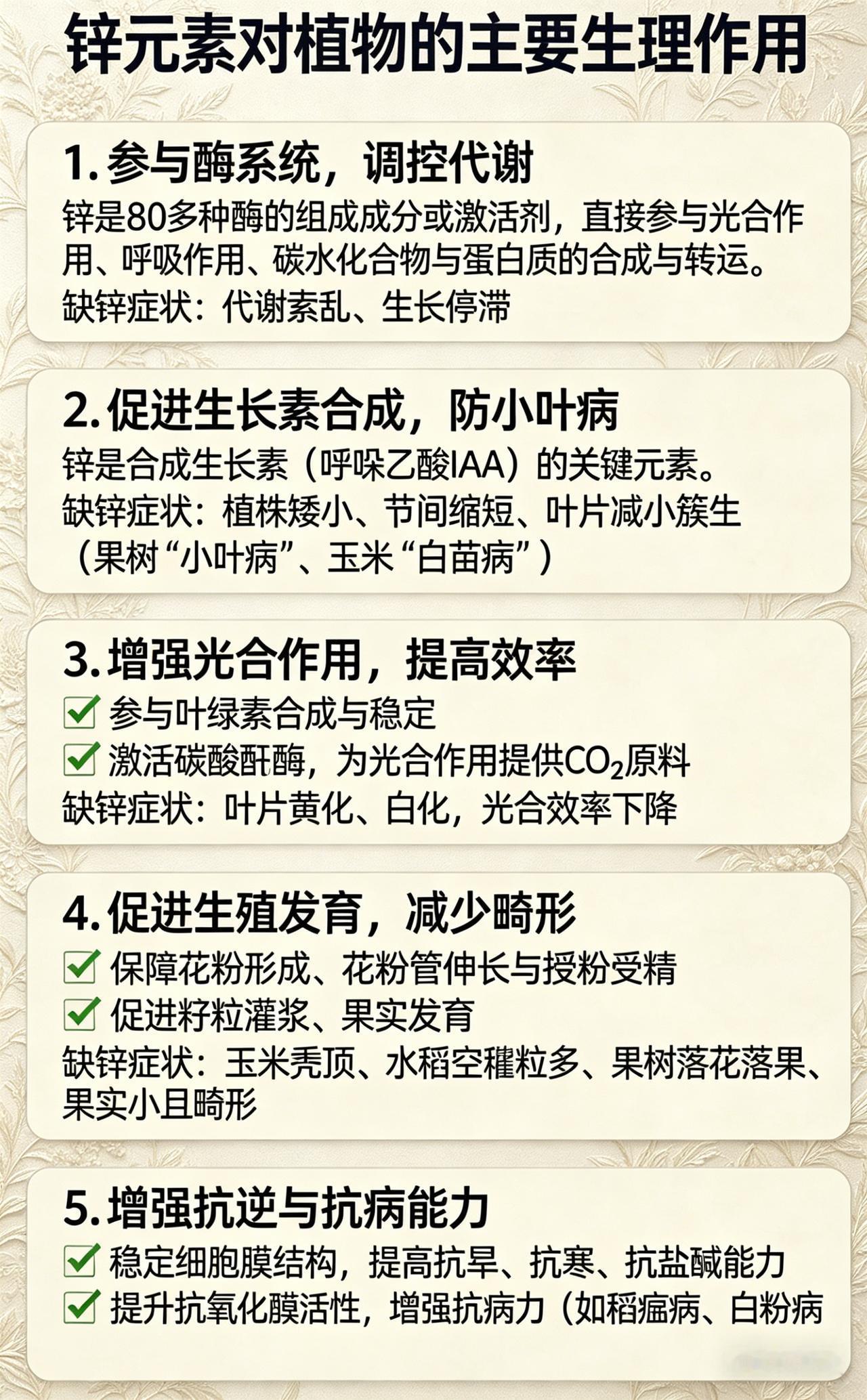 锌元素对农作物的作用