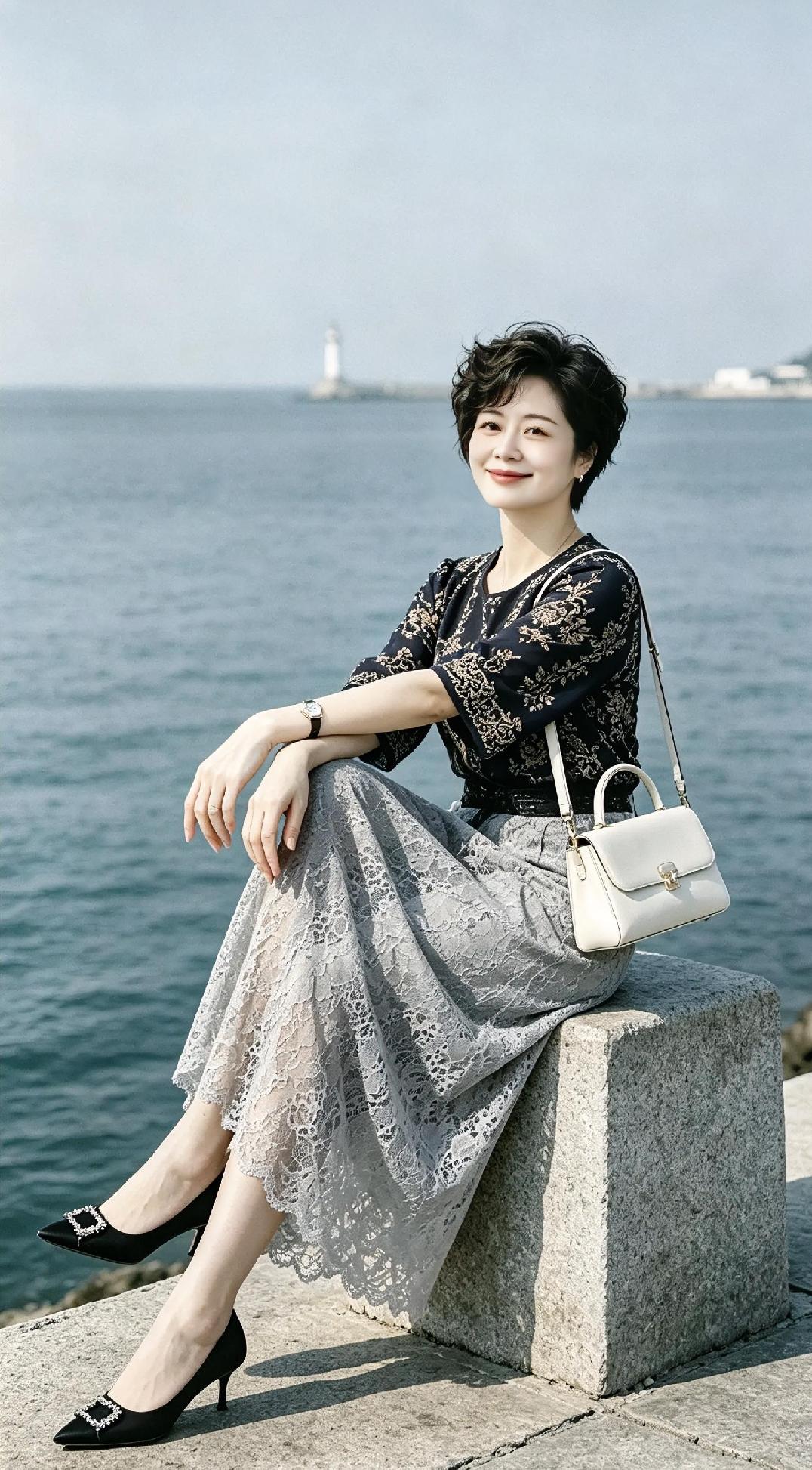 漫步海边吹着温柔海风，寻一处石墩静静坐下，眼前是漫无边际的蓝海，远处灯塔静静伫立