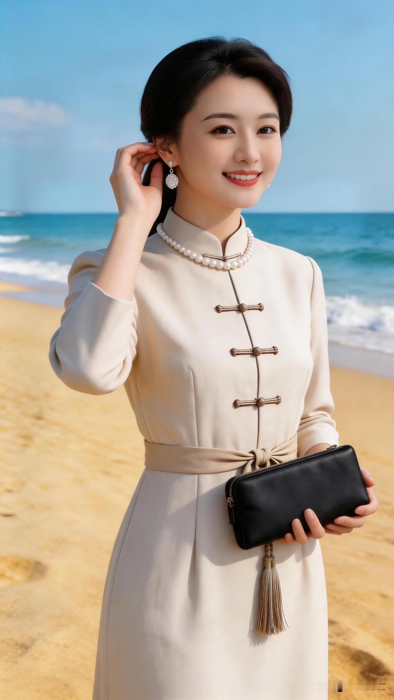 海边出行超爱温柔素雅的新中式，浅米调柔和衬肤，日常休闲完全不挑场景。两款同色系国