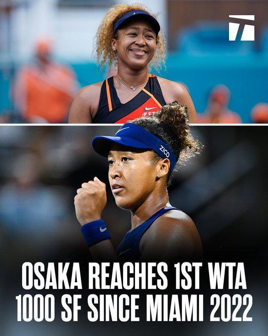 大坂直美6-2、6-2标准比分横扫斯维托丽娜，跻身蒙特利尔四强，即时排名来到29