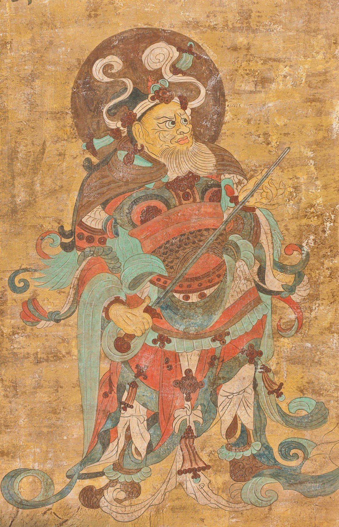 榆林窟第25窟壁画 | 中唐《听法天王》 