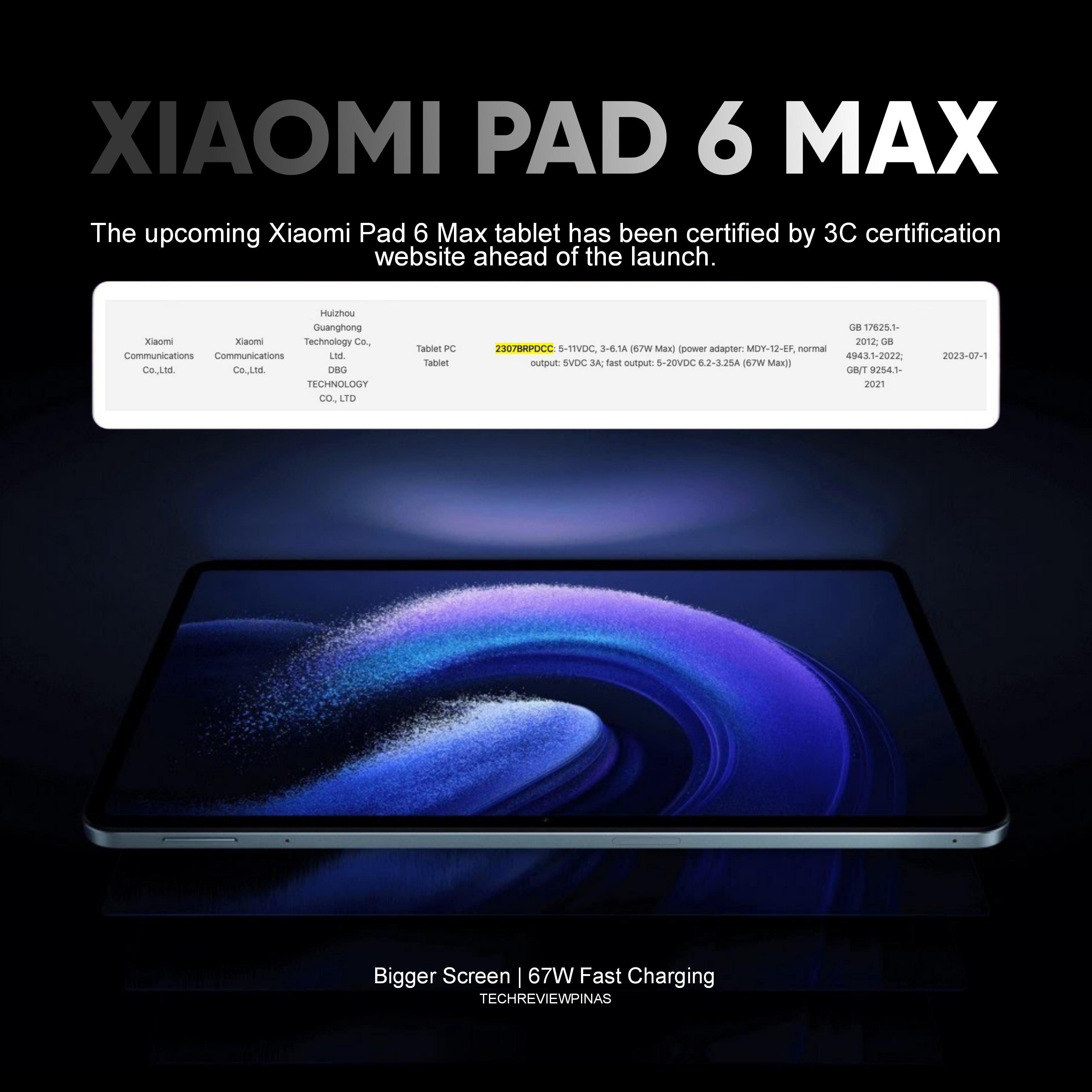 小米平板6 MAX入网：8月见据悉，小米平板6超大屏版本目前已经入网，将在下个月