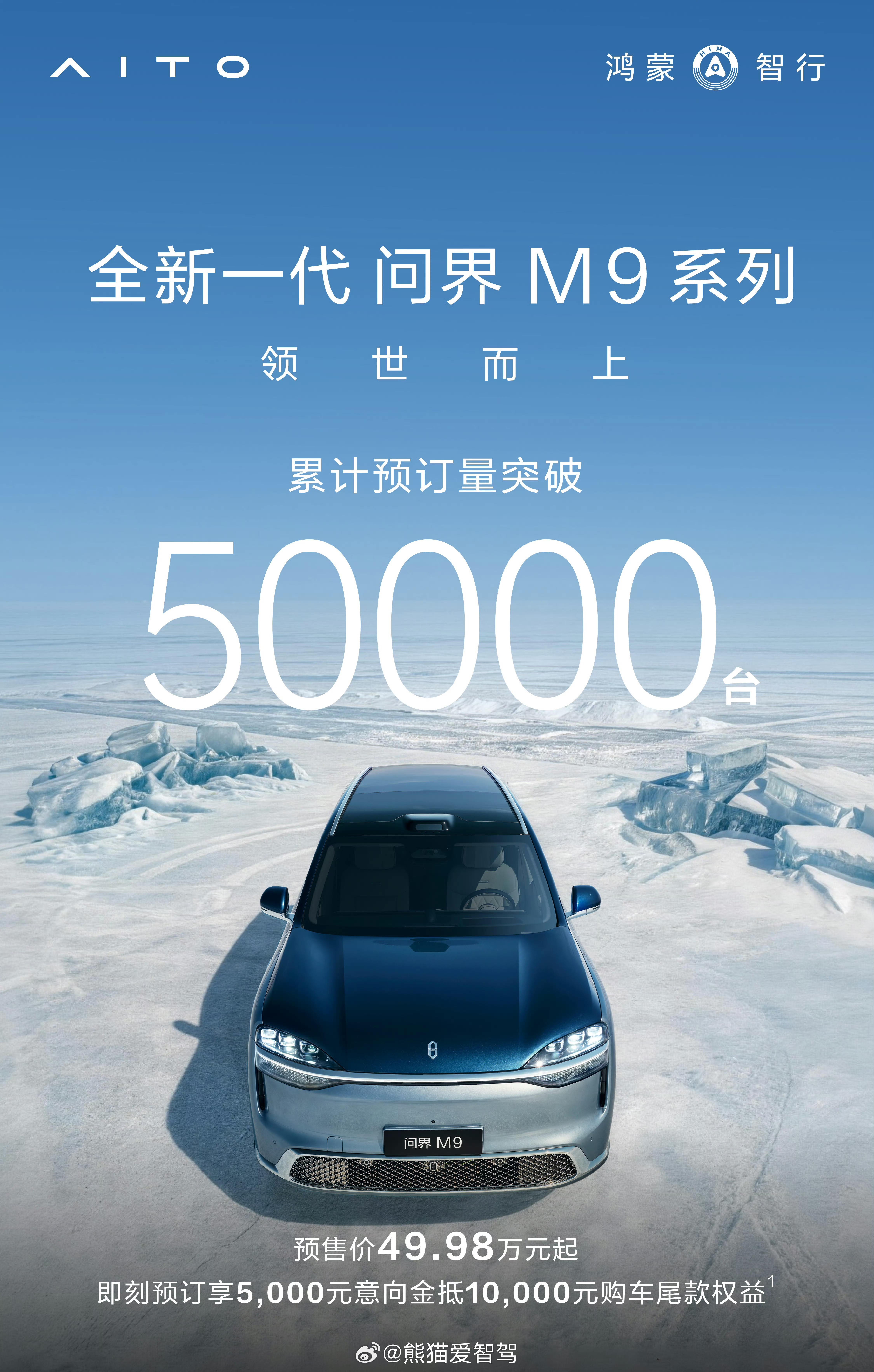 全新一代问界m9 系列累计预订量突破50000台了，距离发布会还有12天左右，你