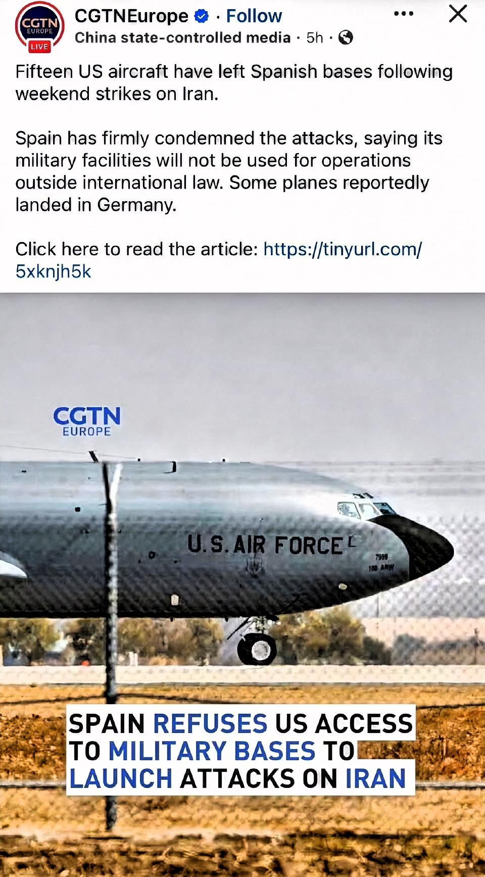 西班牙这波操作相当硬气！据报道，3月2日，西班牙明确拒绝美国使用其军事基地对伊朗