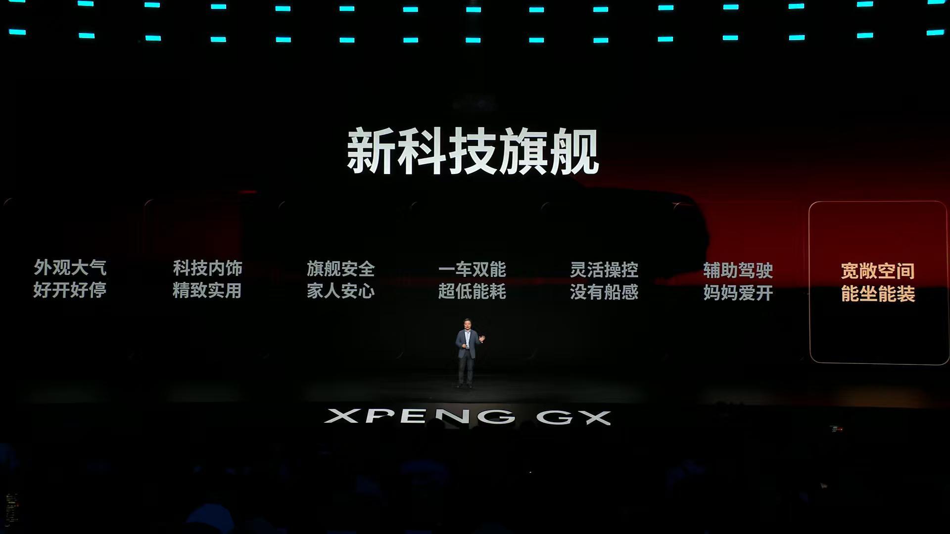 小鹏GX发布会 小鹏GX这次针对大车三排的痛点给出了很务实的解法。它搭载的这个电