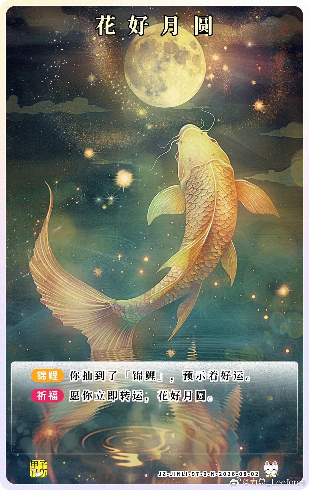 锦鲤 愿你立即转运，花好月圆。 