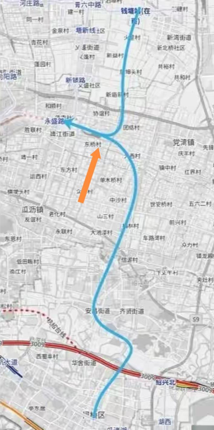 如果杭州地铁19号线东南延到钱塘高铁站，那么绍兴地铁就不用接永盛路，可以又近一点