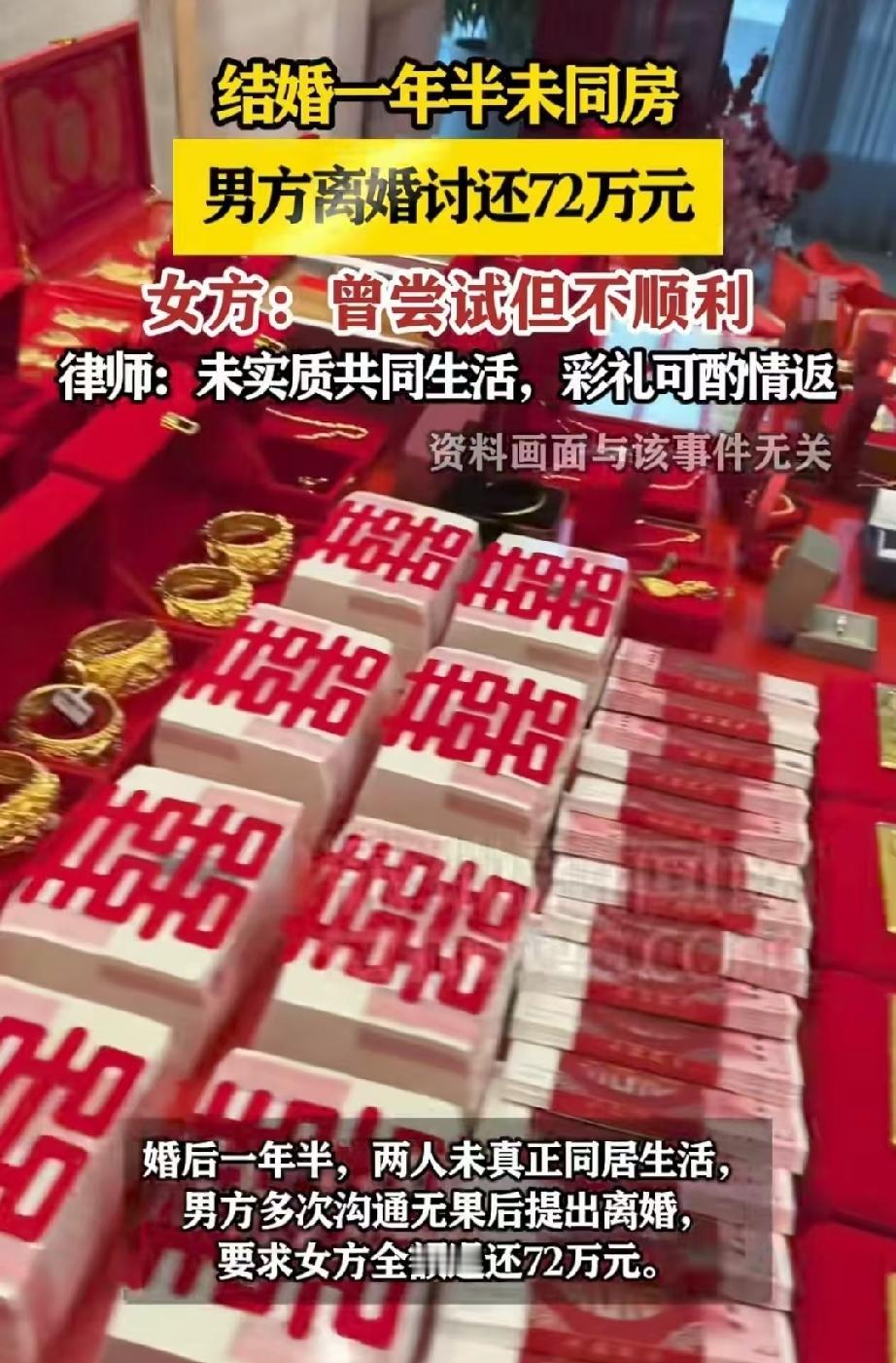 福建福州，男子结婚时，给了女方28.8万彩礼，买了9万元的三金，再加上办婚礼这些