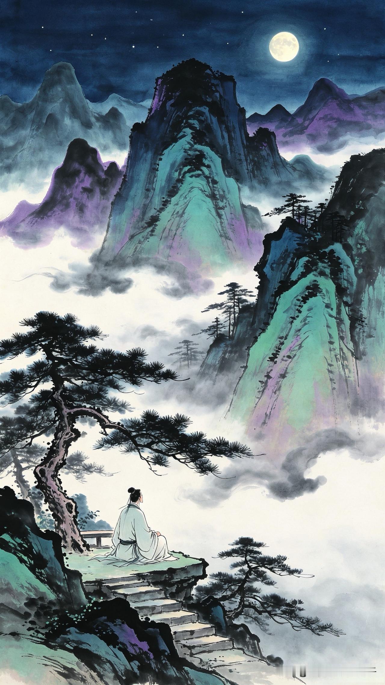 千峰啼鸟已无痕，
独坐空山月满轩。
万壑松风清入梦，
      
…………请师